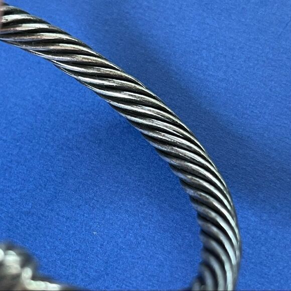 VTG Rhinestone Inlay Silver Tone Twist Cable Cuff - Picture 13 of 16